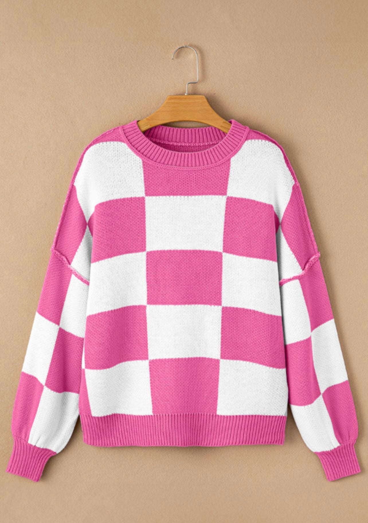 Dropshoulder Checkered Sweater