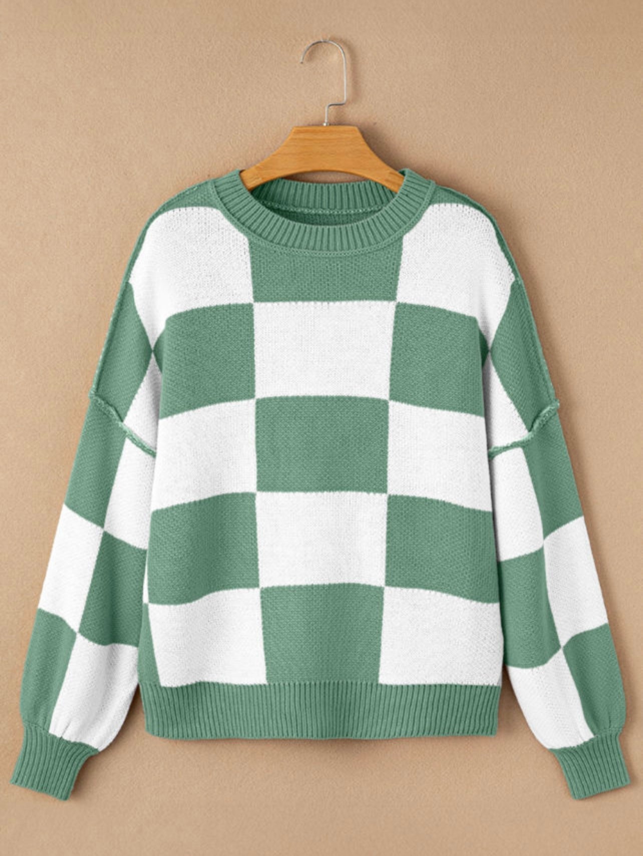 Dropshoulder Checkered Sweater