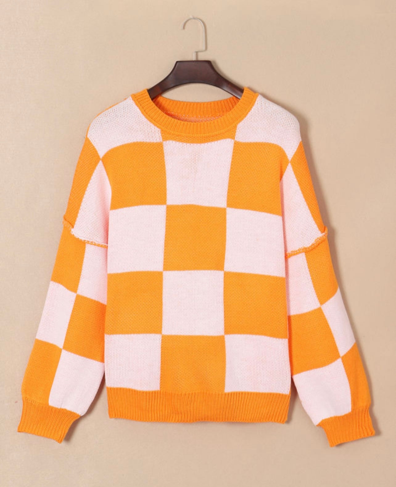 Dropshoulder Checkered Sweater